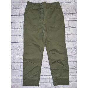 Theory Womens Size 4 Cargo Casual Pants Twill Faded Army Green Crop High Rise